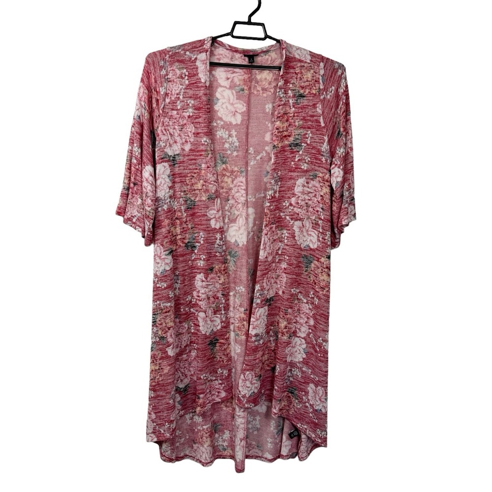 Torrid Women's Plus 3 = 3X Pink Floral Open Cardigan Sweater Longline‎